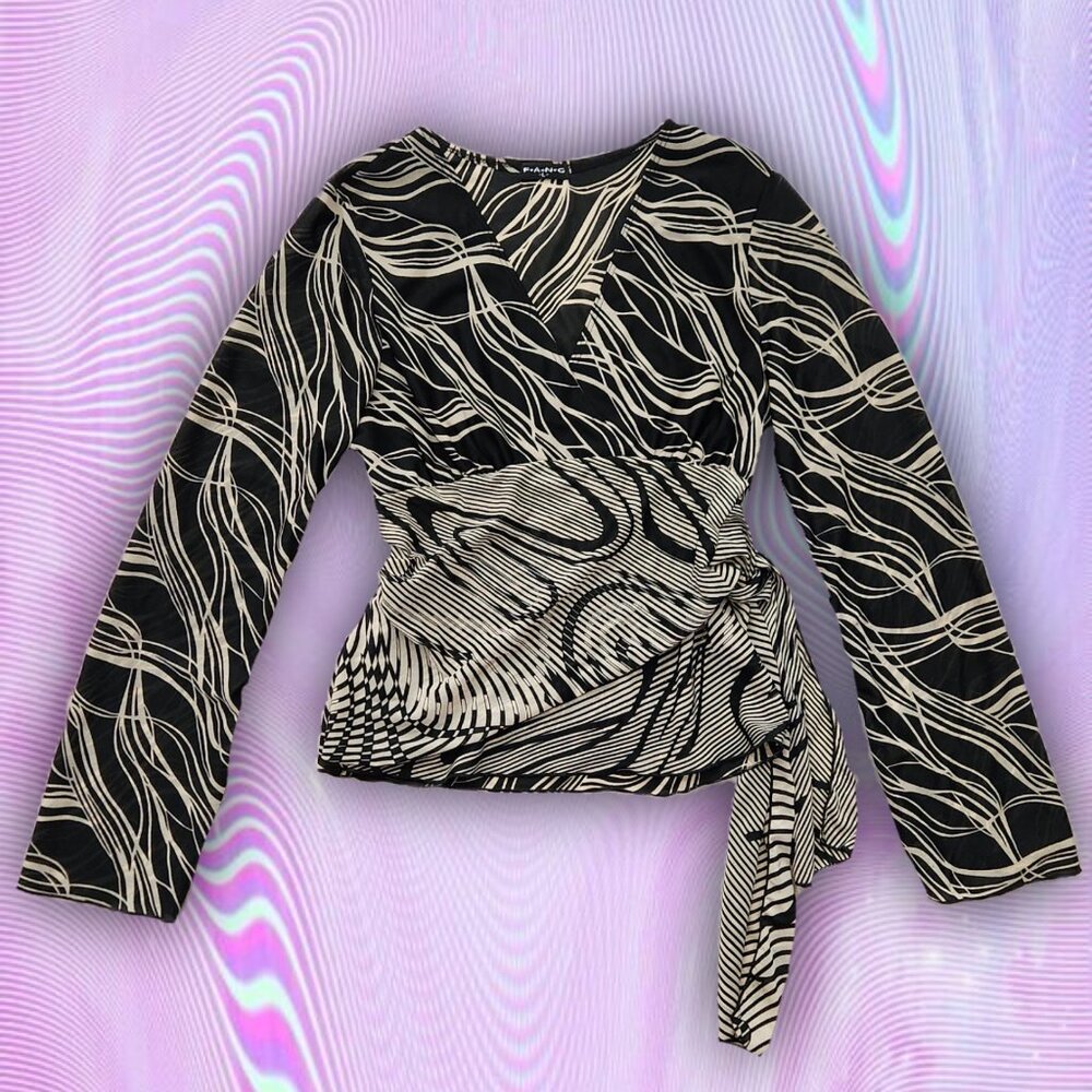 90s vintage Juniors Faux wrap top Fang